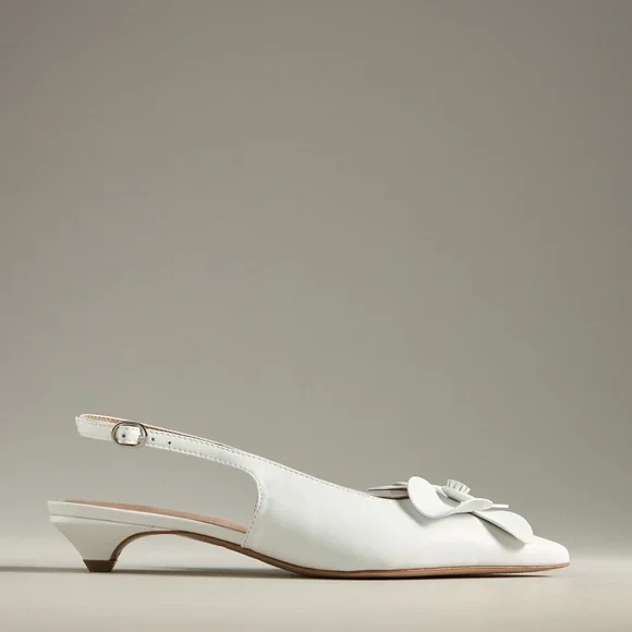 Anthropologie White Floral Slingback Heels - Picture 6 of 7